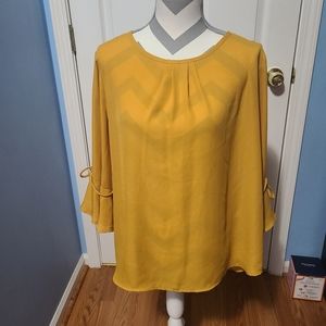 Mustard Bell Sleeve Blouse Size 2X